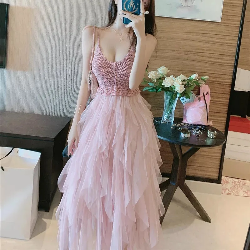 Ruffles V-neck Long Party Dress