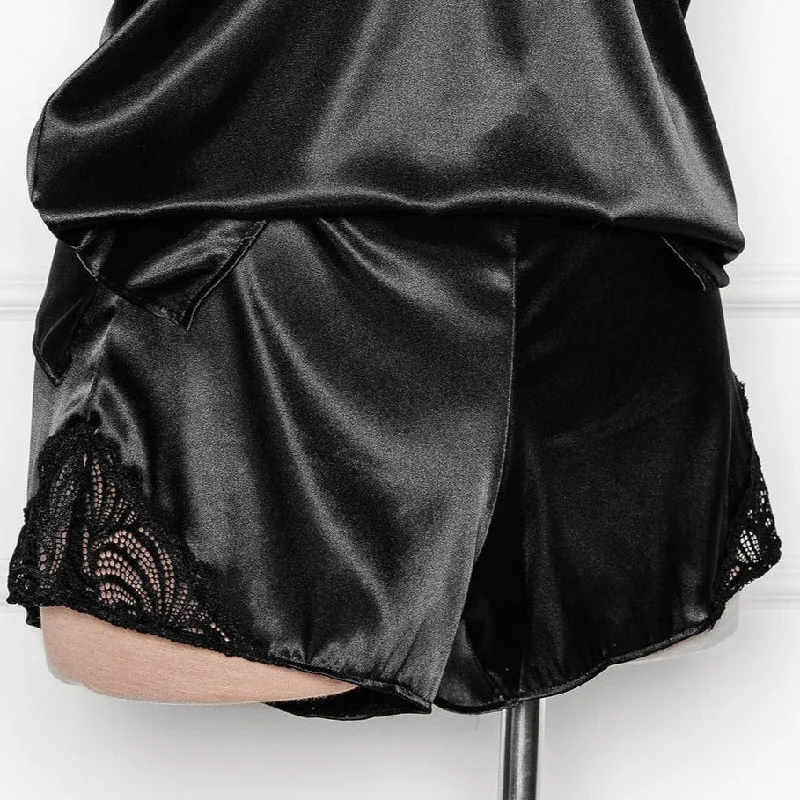 Satin & Lace Shorts - Black