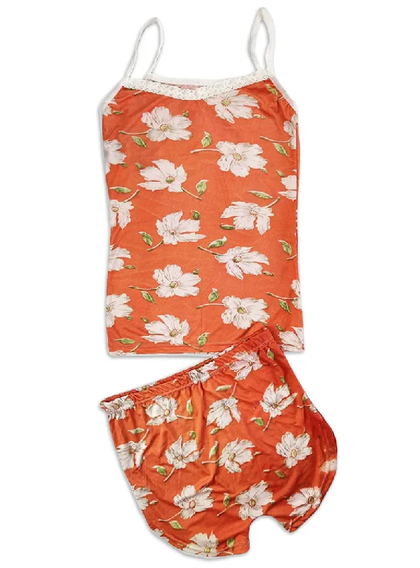 Sexy Flower Sleepwear Braces Shirts + Shorts Underwear