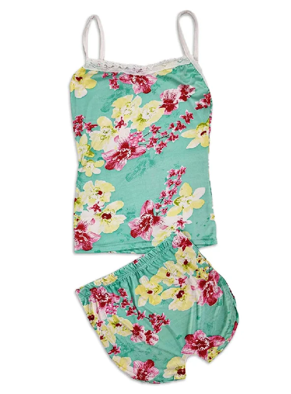 Sexy Flower Sleepwear Braces Shirts + Shorts Underwear