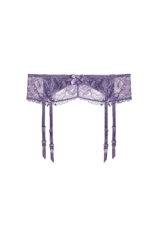 Sexy Purple Floral Lace Trim Garter Lingerie