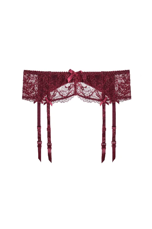 Sexy Red Floral Lace Trim Garter Lingerie