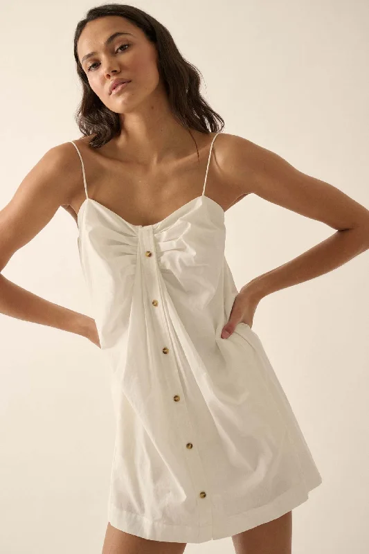 Shirt Story Pleated Button-Front Cami Mini Dress