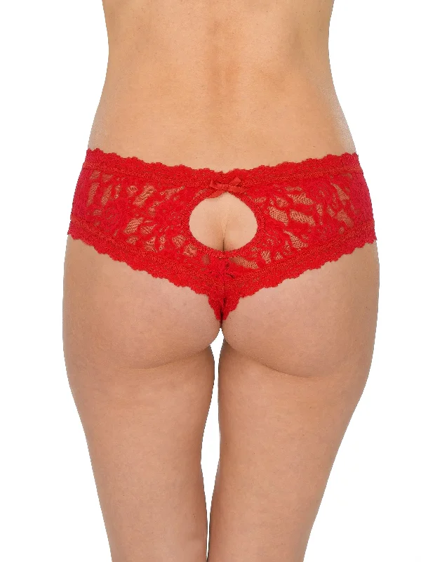 &oh™ Signature Lace Crotchless Cheeky Hipster Red