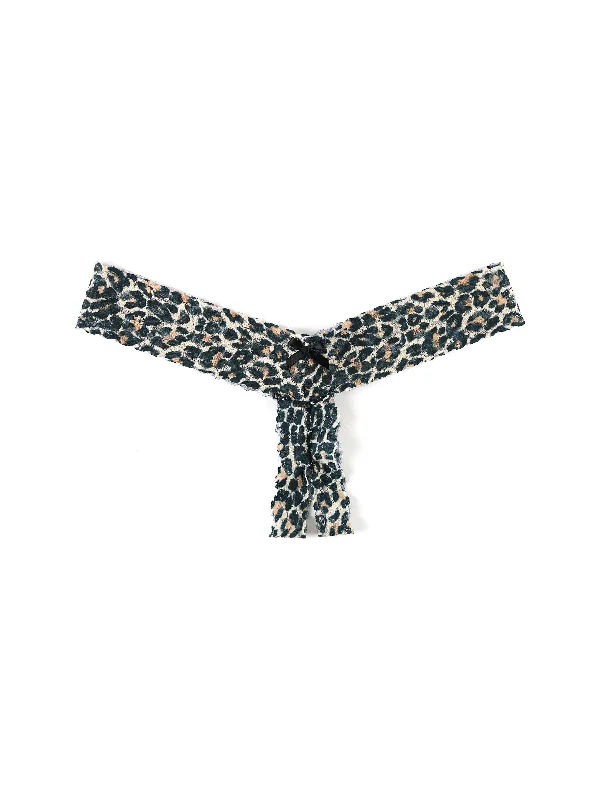 &oh™ Signature Lace Crotchless Low Rise Thong Classic Leopard