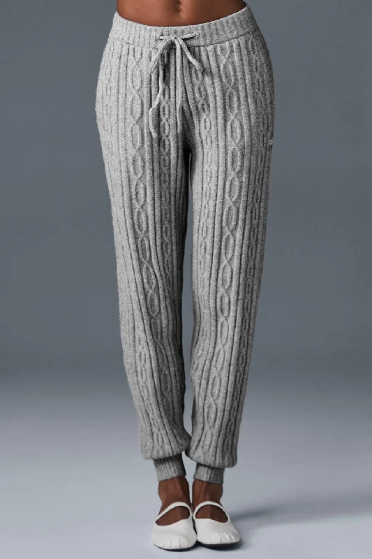 Cable Knit Winter Bliss Pant - Athletic Heather Grey