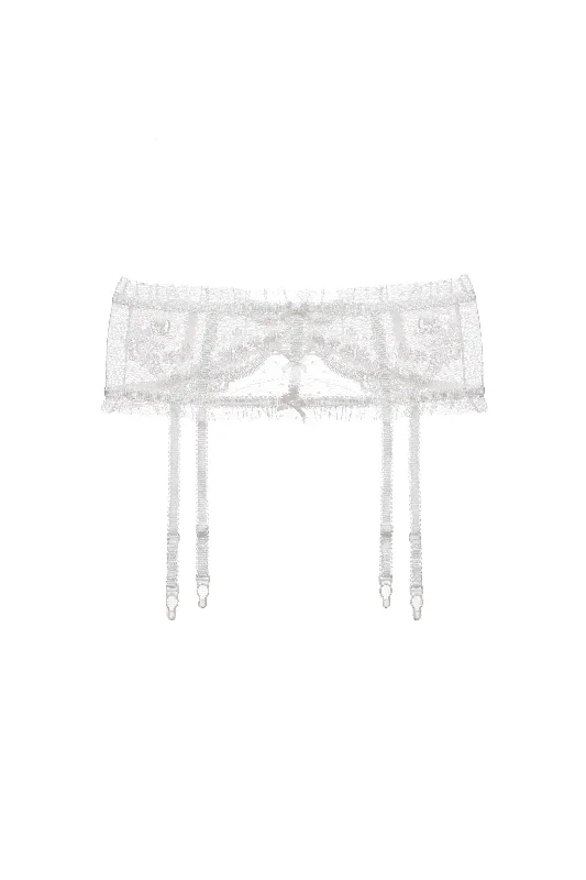 White Guipure 3D Lace Floral Garter Belt Lingerie