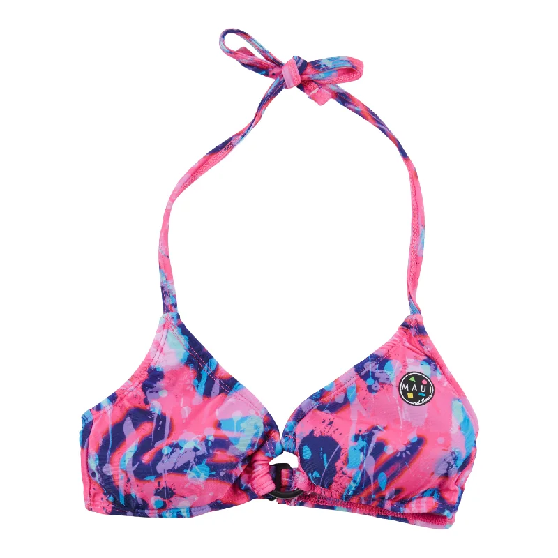 Women's Abstract Print D Ring Swim Bra