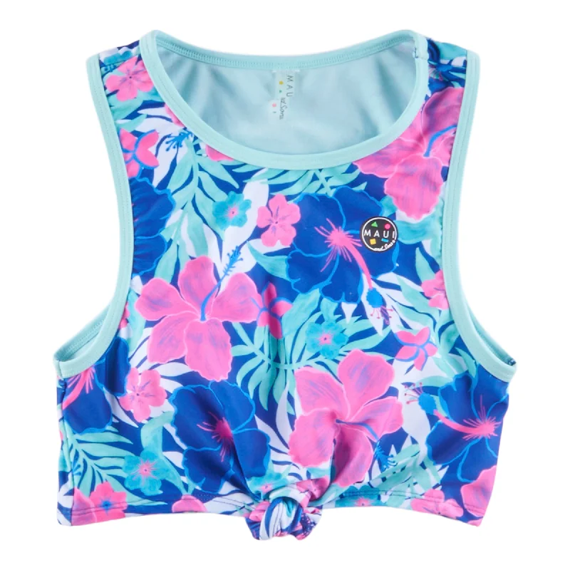 Women's Crop Tankini Swim Top with Front Knot Detailing