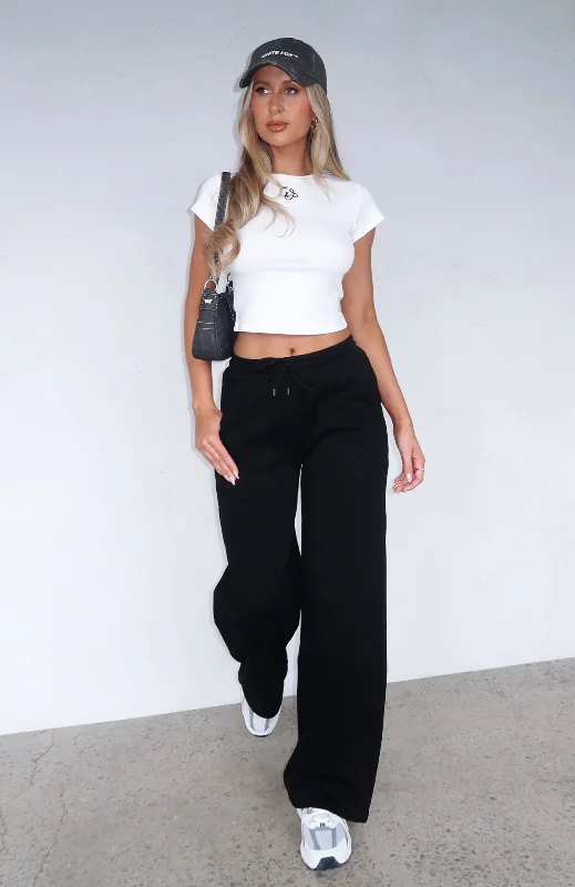 You'd Love It Here Wide Leg Sweatpants Black