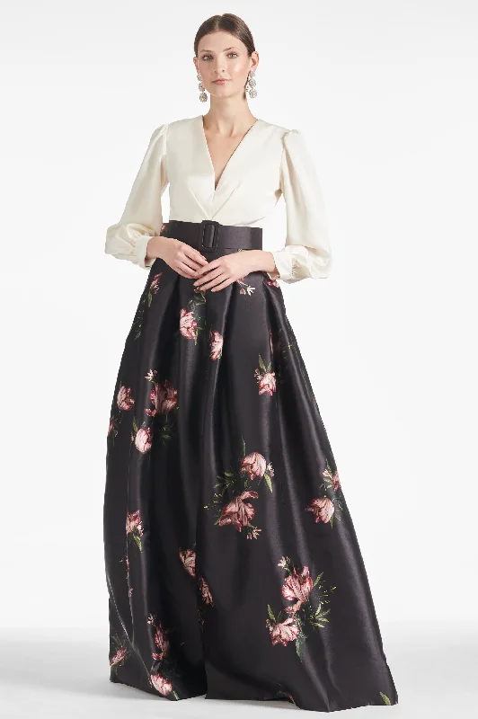 Zoe Gown - Ivory/Noir Blossom