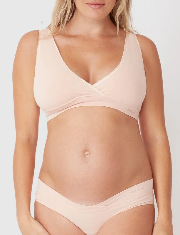 Bamboo Maternity Crossover Crop - Putty Pink