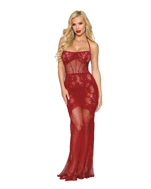 Bodystocking Gown Dmnd in Red