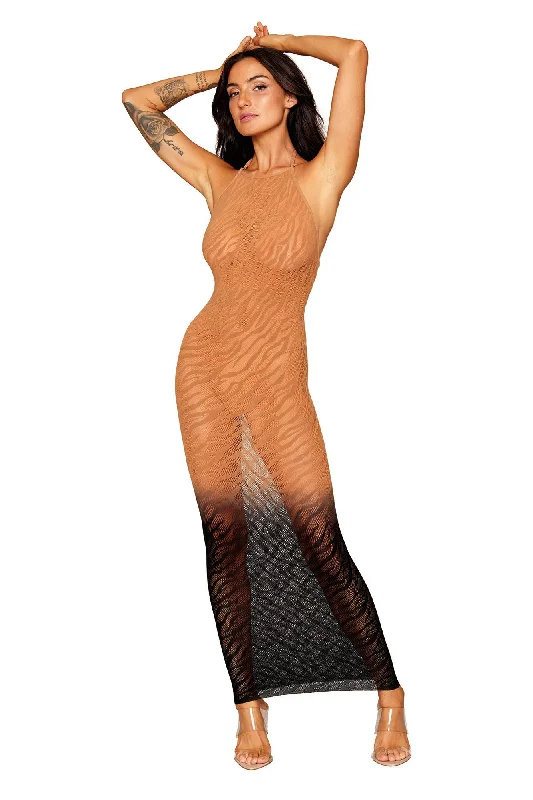 Bodystocking Gown in Black/copper