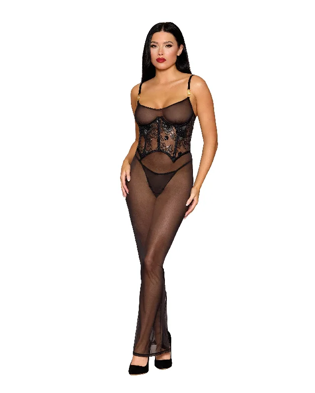 Dreamgirl Midi Garter Chemise & G-String