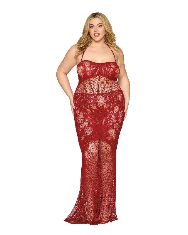 Dreamgirl Plus Size Bodystocking Lace Gown