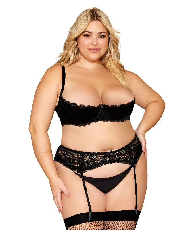 Dreamgirl Plus Size Stretch Lace Open Cup Underwire Shelf Bra