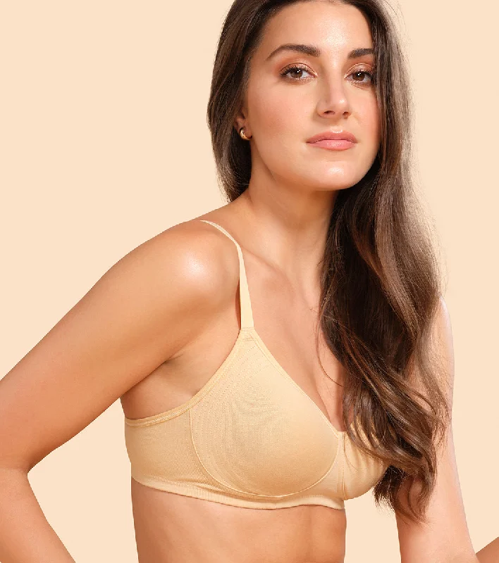 Enamor Fab-Cool A042 Side Support Shaper  Stretch Cotton Everyday Bra for Women- High Coverage, Non Padded and Wirefree - Skin