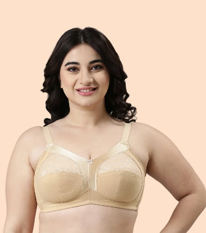 Enamor Fab-Cool A014 Super Contouring M-frame Full Support  Cotton Bra for Women- Full Coverage, Non Padded and Wirefree - Skin