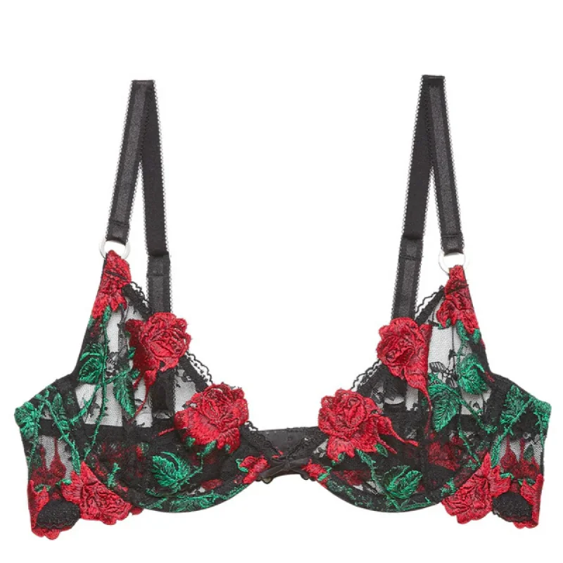 Fleur du Mal Vampire Rose Embroidery Demi Bra