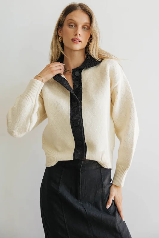 Hailey Colorblock Cardigan in Black