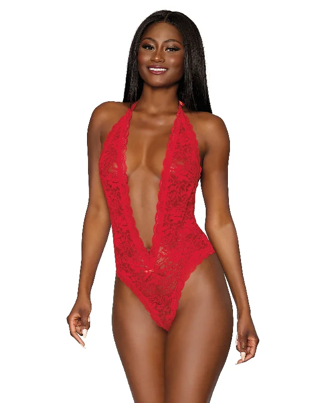 Dreamgirl Heart Back Deep V-Neck Teddy