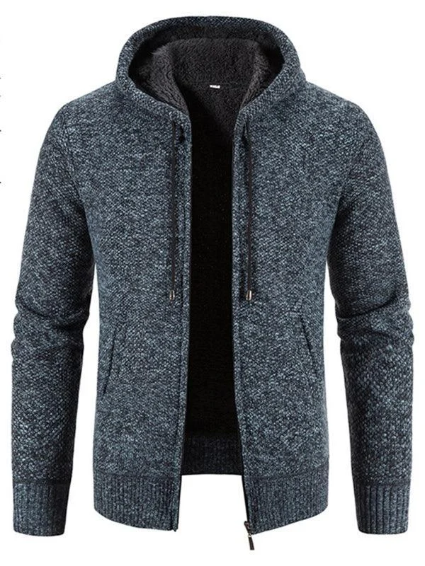 Hooded Zipper Men Cardigan Sweater