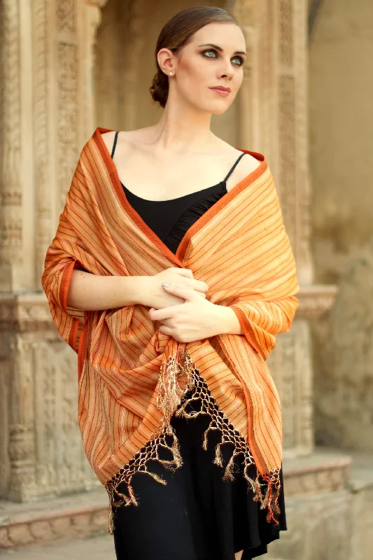 women's sweater plus size fashionable -India Sunset Cotton and silk shawl