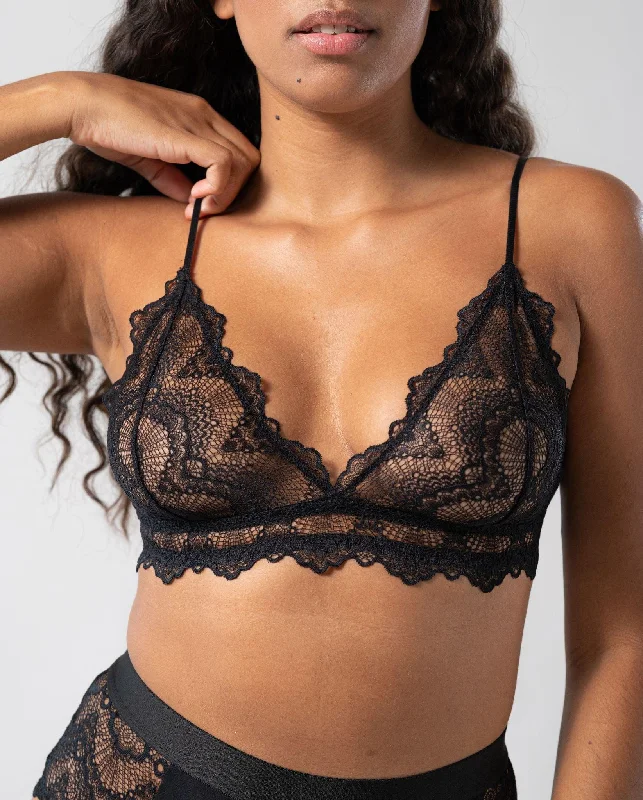 Lace Triangle Bralette Black