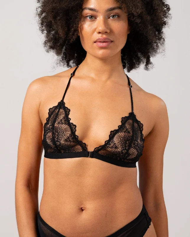 Lace Racerback Triangle Bralette Black