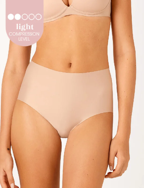 Laser Cut Waisted Full Brief - Praline