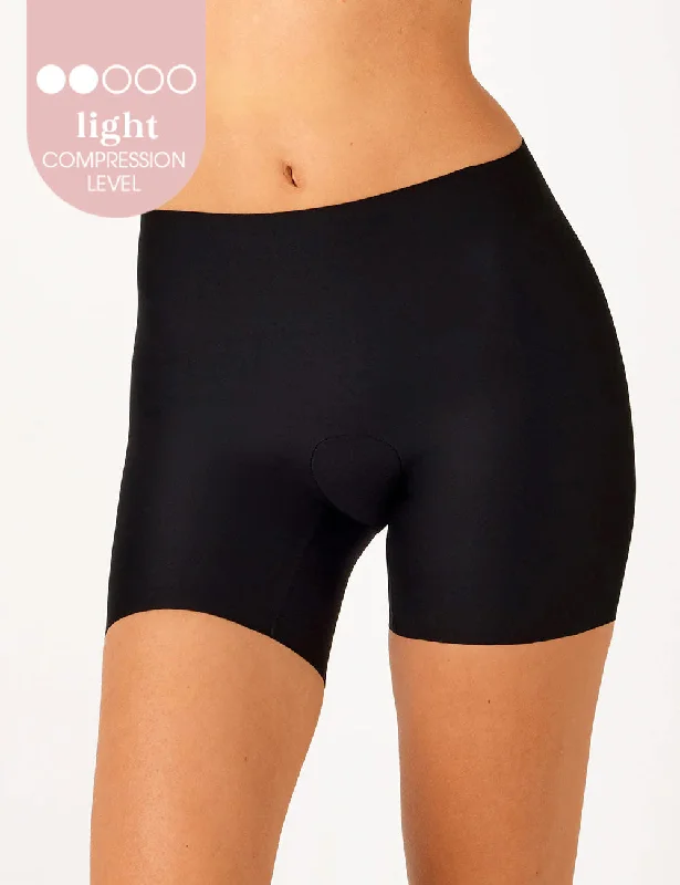 Laser Cut Waisted Mid Thigh Short - Black