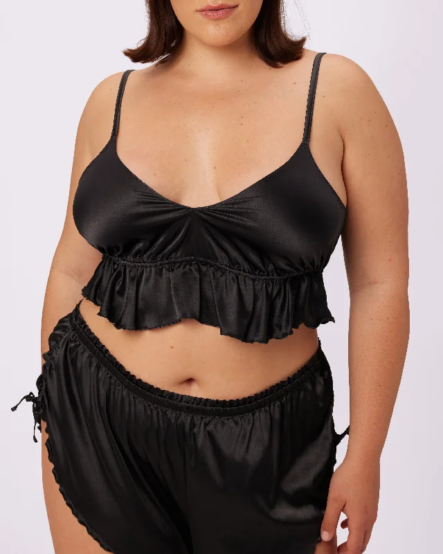 Luxe Tie-Back Flutter Crop | Luxe Satin (Eightball)