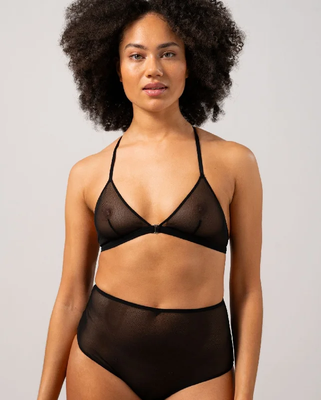 Mesh Racerback Triangle Bralette Black