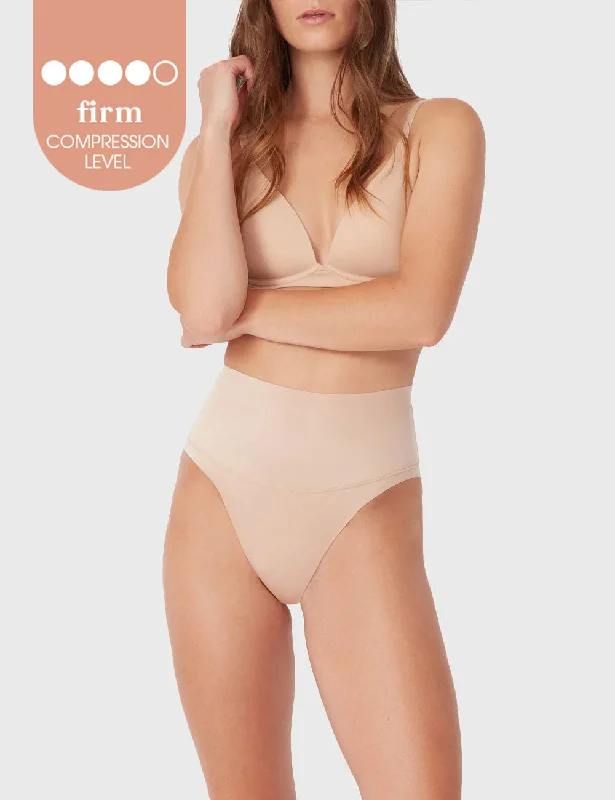 Micro Grip Mid Waist Brief - Rose Beige