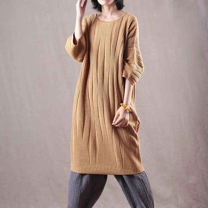 women's sweater grey -New Yellow Sweater Dresses Oversized Bracelet Sleeved Pullover Sweater Long Knit Sweaters