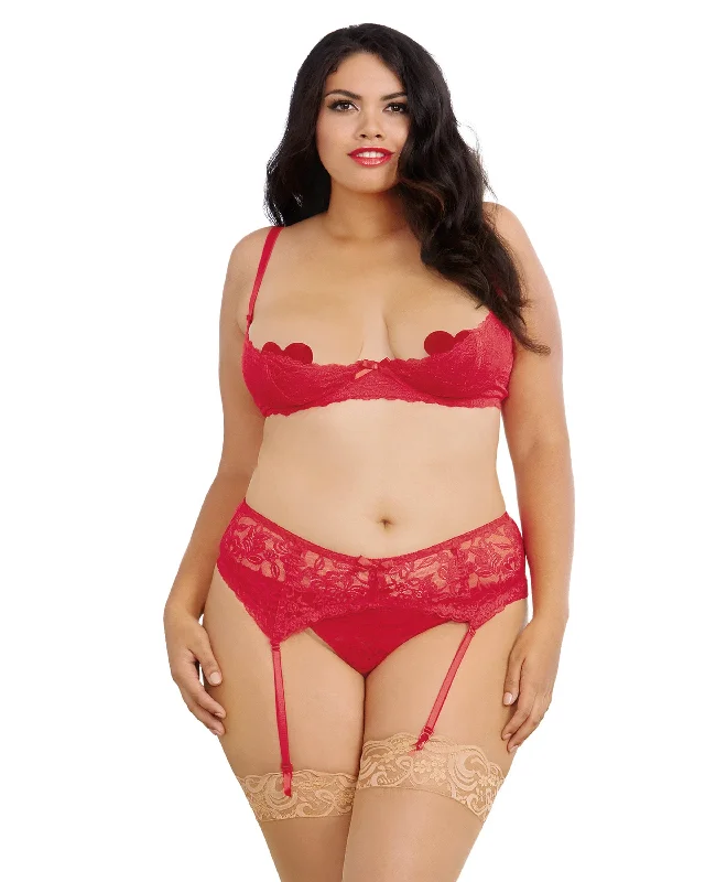 Dreamgirl Plus Size Stretch Lace Open Cup Bra