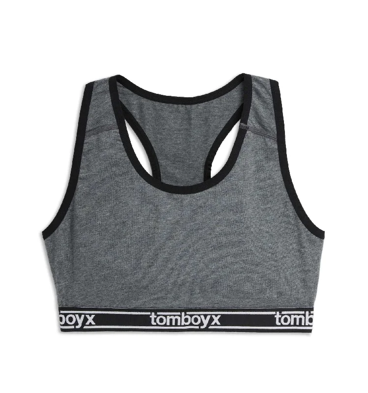 Racerback Soft Bra - Charcoal Logo