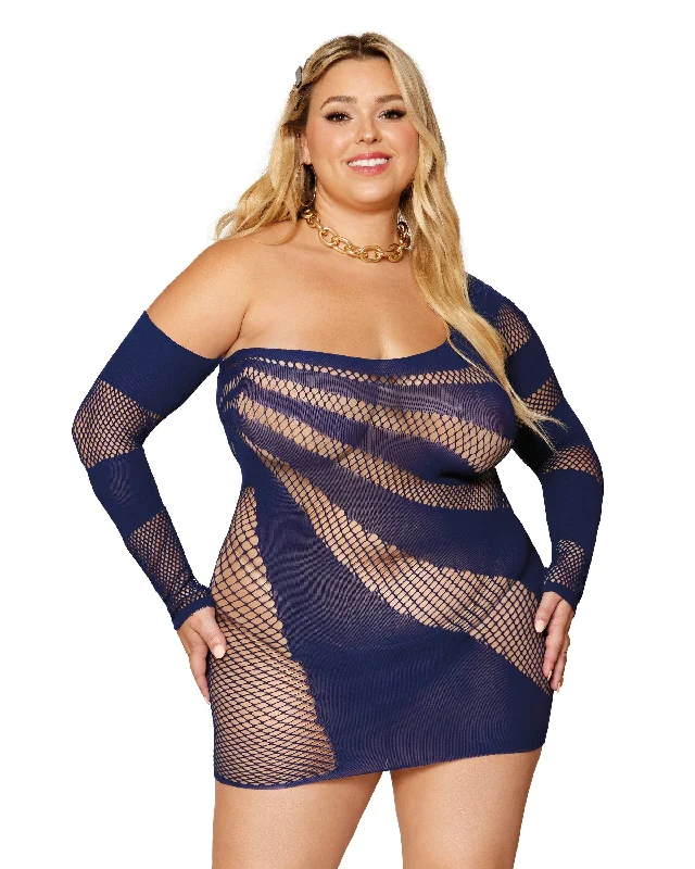 Dreamgirl Seamless long-sleeve chemise with asymmetrical neckline