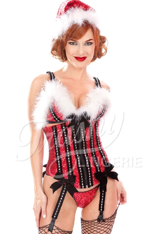 Sequined Christmas Vixen Waist Cincher