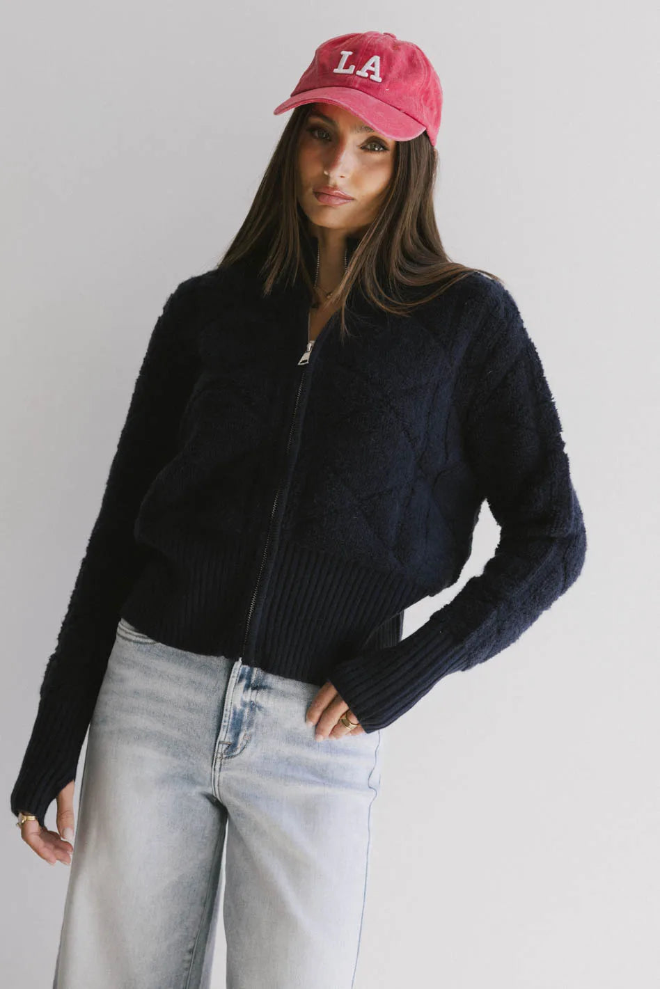 women's sweater for fall -Sheena Quilted Jacket in Navy