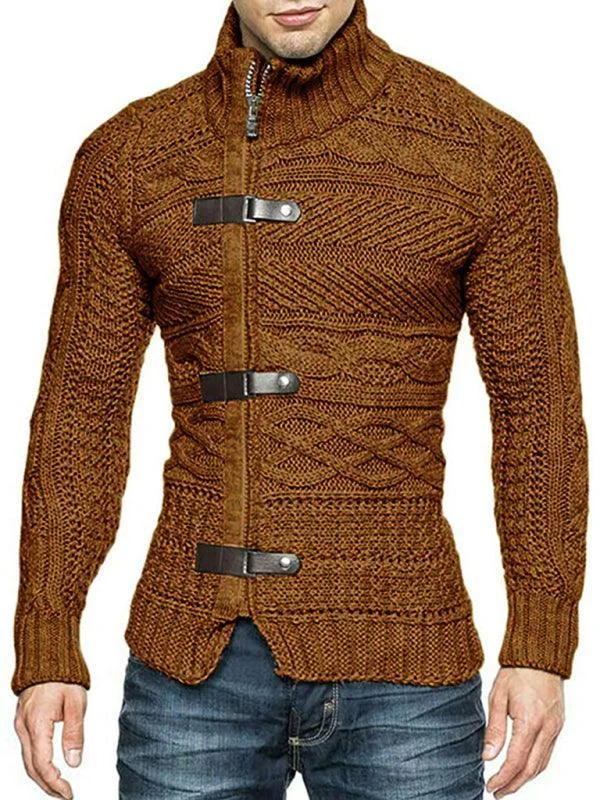 Side Buckle Men Cardigan Sweater