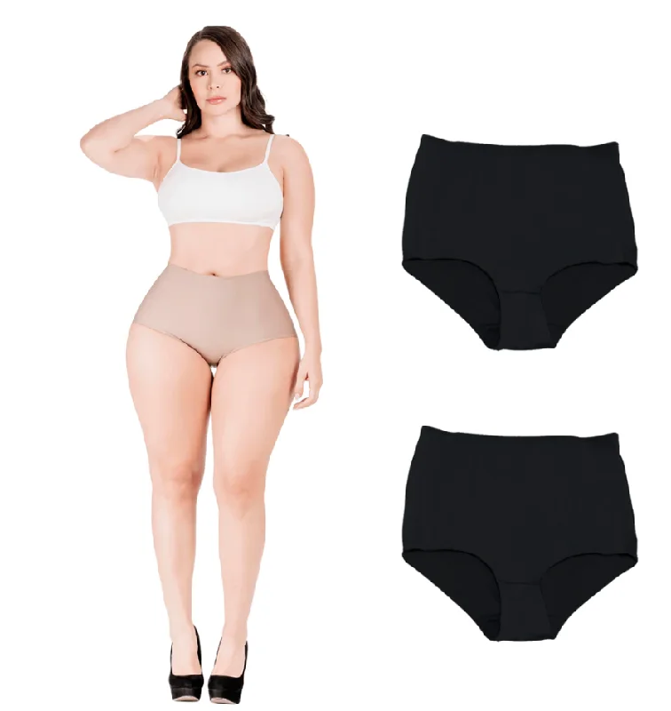 Sonryse SP620NC | 2-Pack Seamless Tummy Control Shapewear Mid Rise Shaping Panties