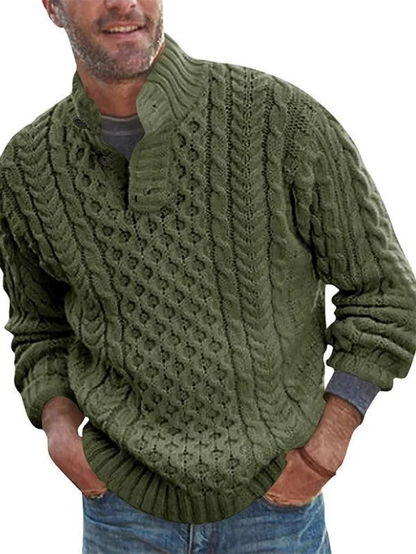 women's sweater green -Turtle Collar Knitted Men Sweater