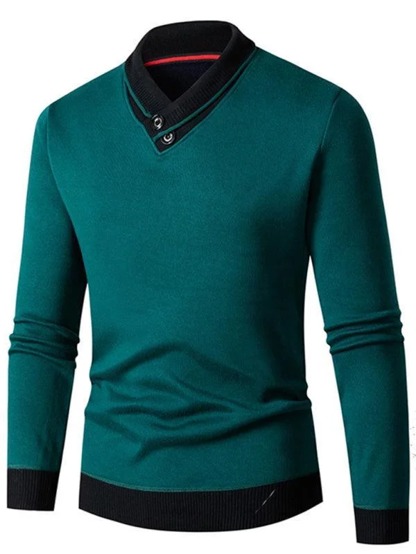 women's sweater for winter -Turtleneck Slim Fit V-Neck Men Sweater