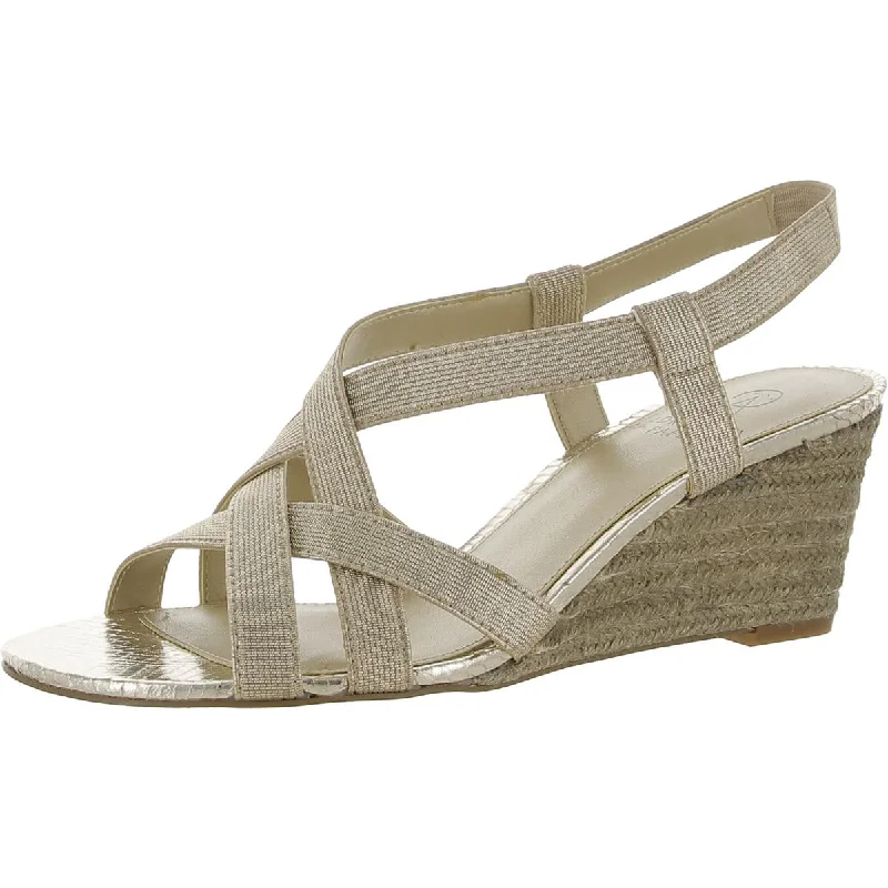 Adrianna Papell Womens Alba Metallic Snake Print Wedge Sandals