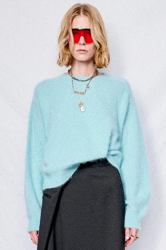 Aqua Fuzzy Balloon Sleeve Sweater