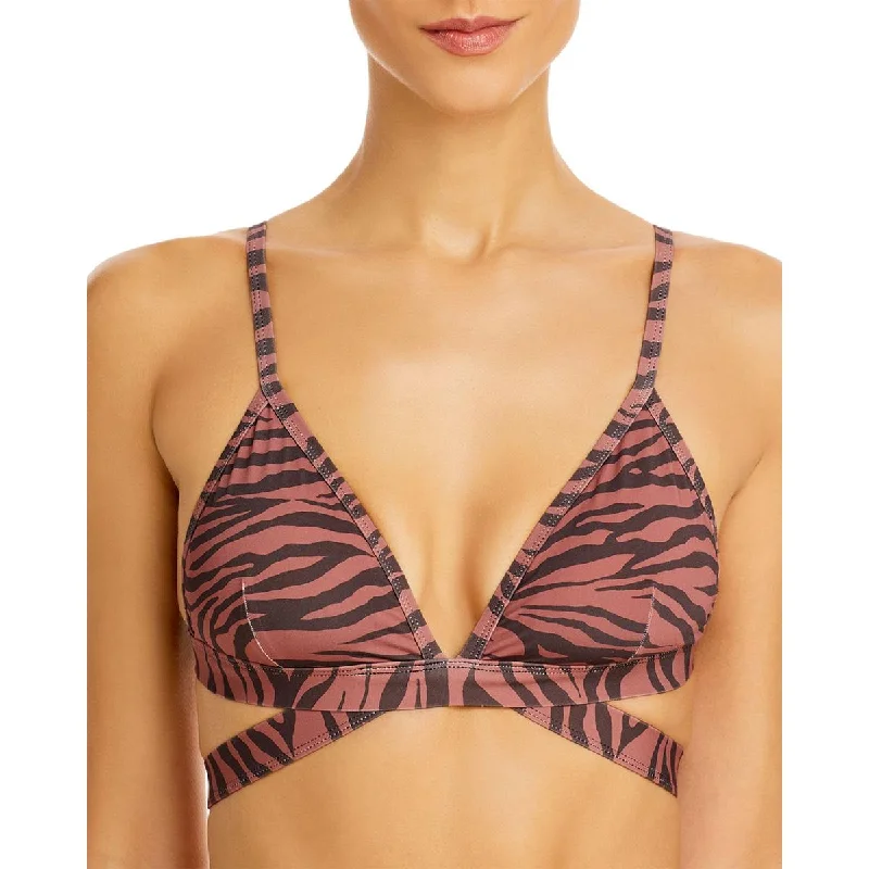 Aqua Swim Womens Tiger Stripe Medium Support Bikini Swim Top