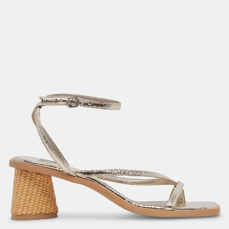 Banita Wide Sandals Light Gold Crackled Stella