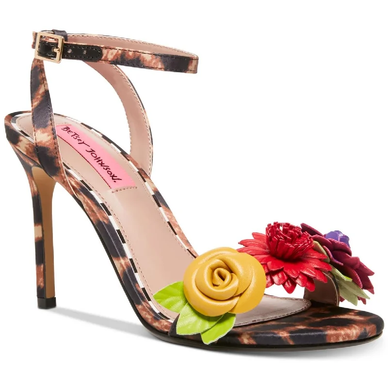 Betsey Johnson Womens Fluer Embellished Flowers Heel Sandals